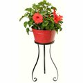 Next2Nature 13.5 in. dia. x 33 in. Enameled Raised Planter with Iron Stand, Red NE2988843